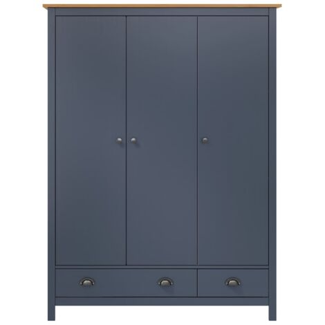 Garde-robe Design moderne, Armoire Etagère de rangement, à 3 portes Hill Range Gris 127x50x170 cm Pin solide OIB6880E