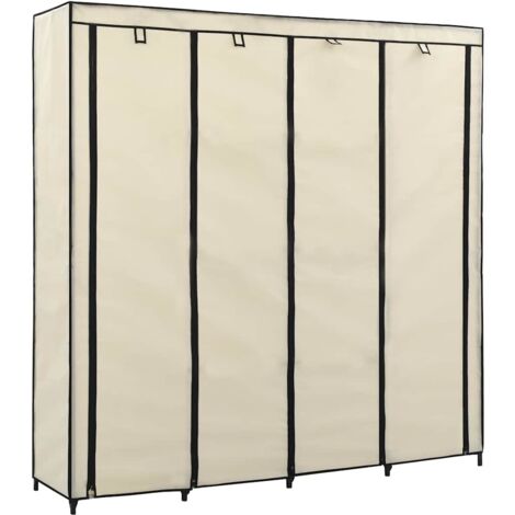 Garde-robe Design moderne, Armoire Etagère de rangement, avec 4 compartiments Crème 175x45x170 cm OIB4057E