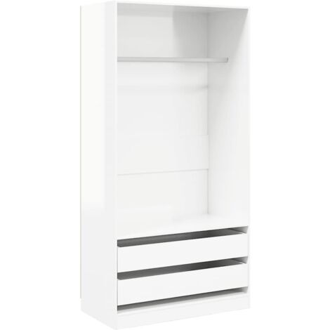 Garde-robe Design moderne, Armoire Etagère de rangement, Blanc brillant 100x50x200 cm Aggloméré OIB8204E
