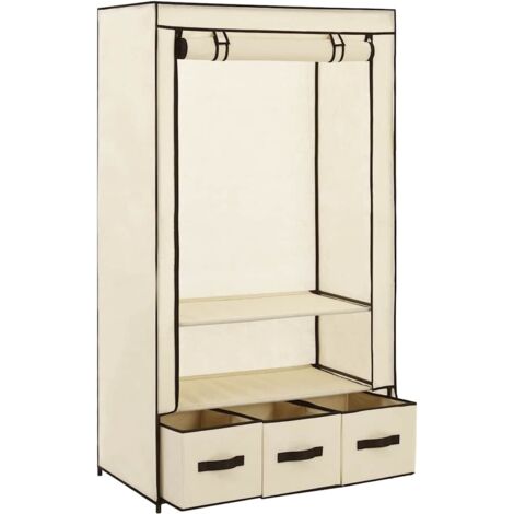 Garde-robe Design moderne, Armoire Etagère de rangement, Crème 87 x 49 x 159 cm Tissu OIB6478E