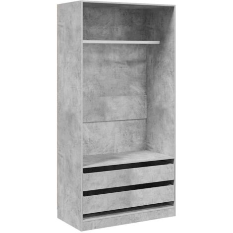 Garde-robe Design moderne, Armoire Etagère de rangement, Gris béton 100x50x200 cm Aggloméré OIB3944E