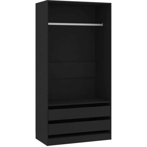 Garde-robe Design moderne, Armoire Etagère de rangement, Noir 100x50x200 cm Aggloméré OIB3347E
