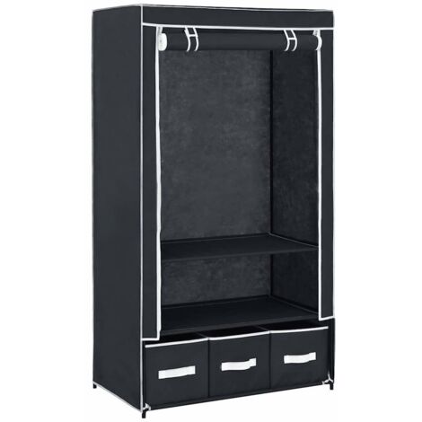 Garde-robe Design moderne, Armoire Etagère de rangement, Noir 87 x 49 x 159 cm Tissu OIB5946E