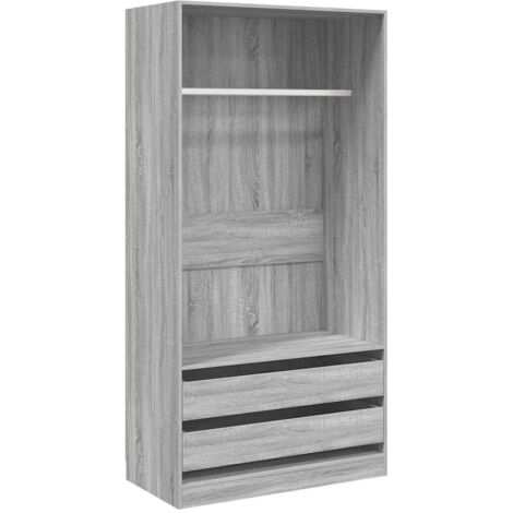 Garde-robe Design moderne, Armoire Etagère de rangement, Sonoma gris 100x50x200 cm Bois d'ingénierie OIB9820E