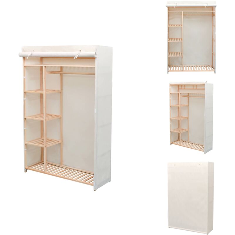 Garde-robe en tissu et bois de pin 110x40x170 cm - Garderobe - Armoire - Meuble Rangement - Placard - Dressing