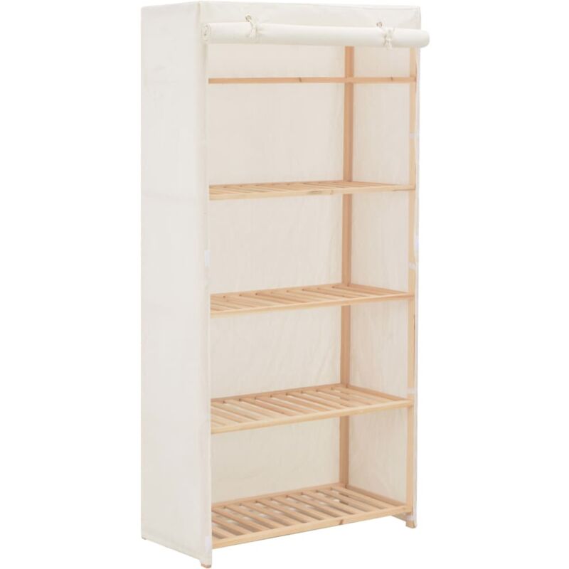 Garde-robe Blanc 79 x 40 x 170 cm Tissu