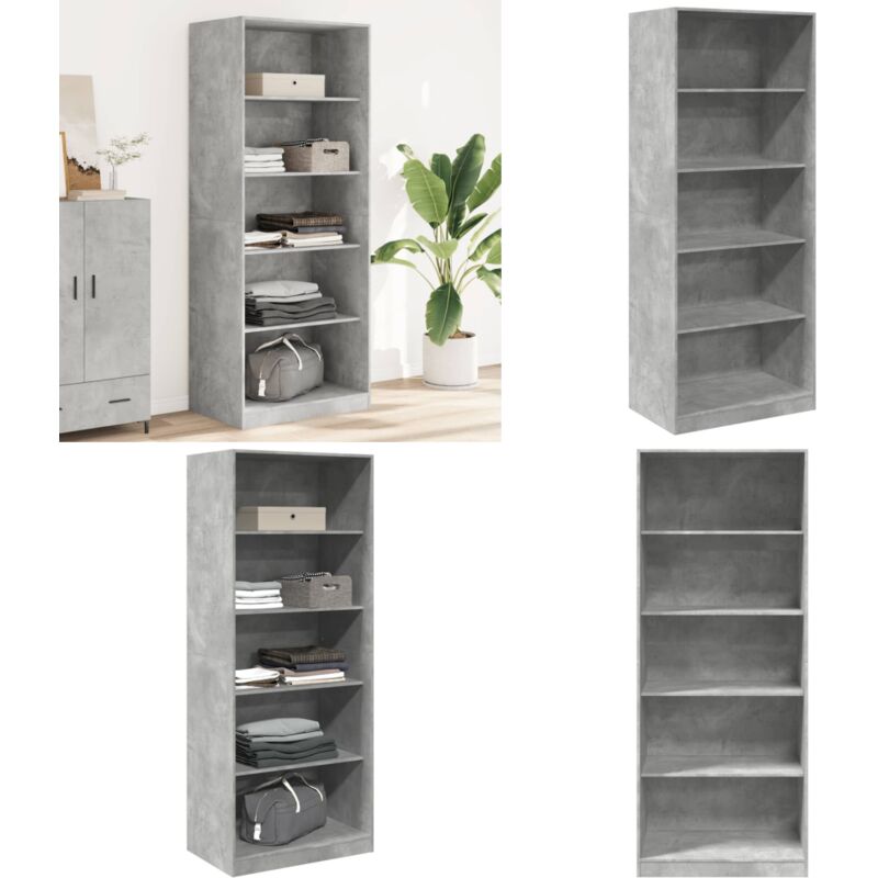 Vidaxl - Garde-robe gris béton 80x50x200 cm bois d'ingénierie - Armoire - Placard - Dressing - Meuble Rangement - Mobilier Chambre - Home & Living