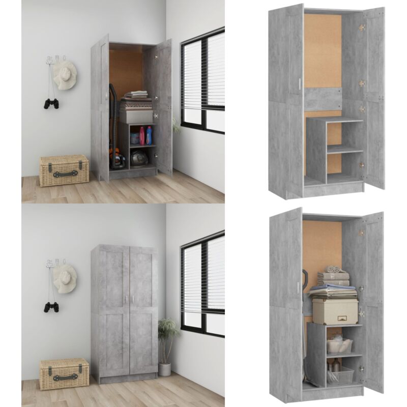 Vidaxl - Garde-robe Gris béton 82,5x51,5x180 cm Aggloméré - Armoire - Meuble Rangement - Dressing - Placard - Mobilier Chambre - Home & Living