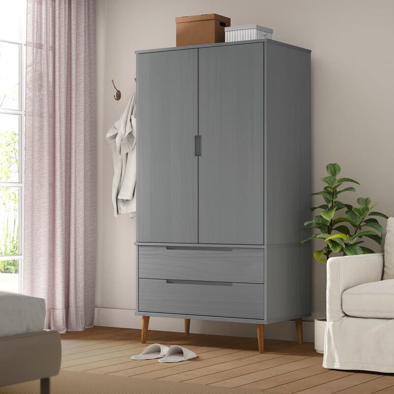 Vidaxl - Garde-robe molde Gris 90x55x175 cm Bois massif de pin