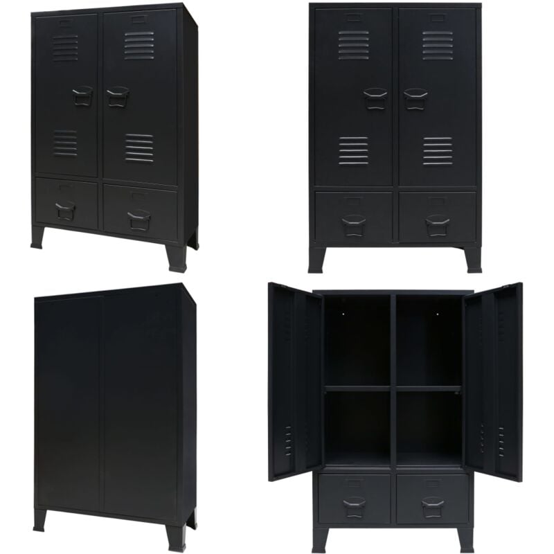 Vidaxl - Garde-robe Métal de style industriel 67 x 35 x 107 cm Noir - - Home & Living - Noir