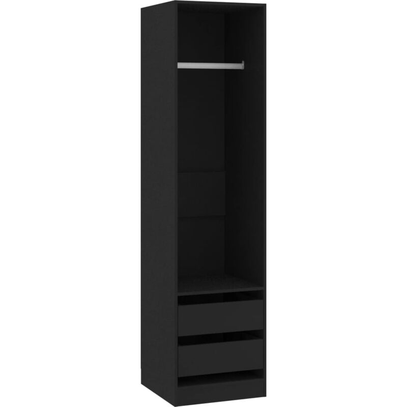 Bonnevie - Garde-robe Meuble de Rangement - Style Contemporain avec tiroirs Noir 50x50x200 cm Aggloméré BV912724