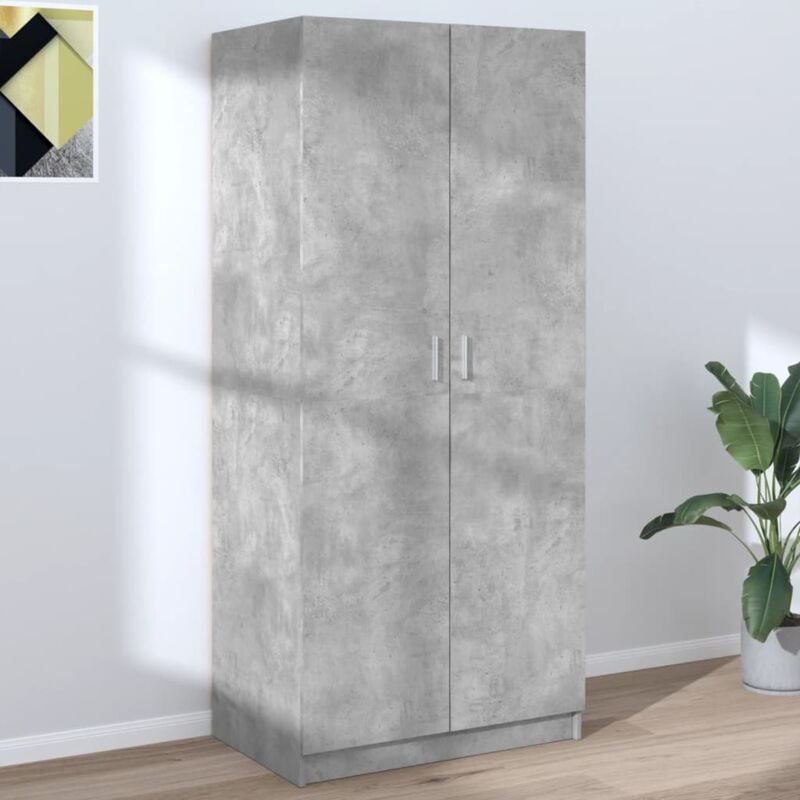 Garde-robe Meuble de Rangement - Style Contemporain Gris béton 80x52x180 cm Aggloméré BV427520 - BonneVie