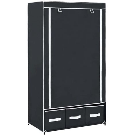 Garde-robe Meuble de Rangement - Style Contemporain Noir 87 x 49 x 159 cm Tissu BV703585 - BonneVie