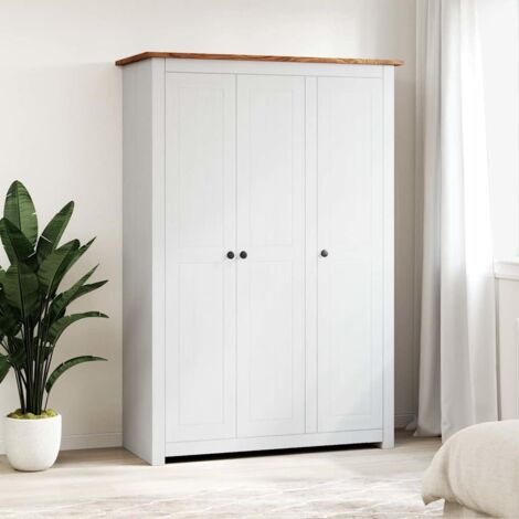 Garde-robe moderne à 3 portes,Armoire de rangement Penderie,Armoire de vêtements Blanc 118x50x171,5cm Pin Assortiment Panama -BonneVie76278