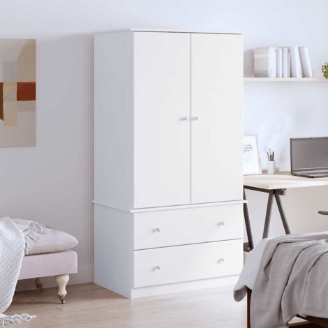 Garde-robe moderne,Armoire de rangement Penderie,Armoire de vêtements ALTA blanc 90x55x170 cm bois massif de pin -BonneVie68443