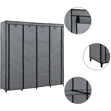 Garde-robe moderne,Armoire de rangement Penderie,Armoire de vêtements avec 4 compartiments Gris 175x45x170 cm -BonneVie24562