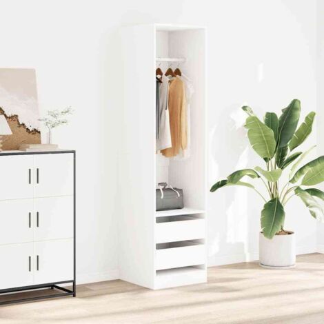 Garde-robe moderne,Armoire de rangement Penderie,Armoire de vêtements avec tiroirs Blanc 50x50x200 cm Bois d'ingénierie -BonneVie26063