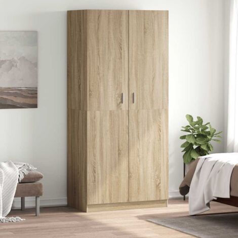 Garde-robe moderne,Armoire de rangement Penderie,Armoire de vêtements Chêne sonoma 90x52x200 cm Aggloméré -BonneVie85437