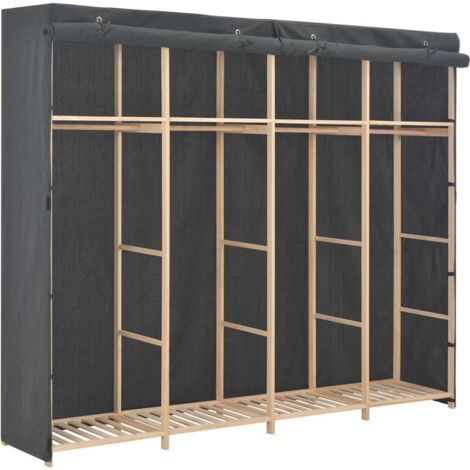 Garde-robe moderne,Armoire de rangement Penderie,Armoire de vêtements Gris 200 x 40 x 170 cm Tissu -BonneVie25808