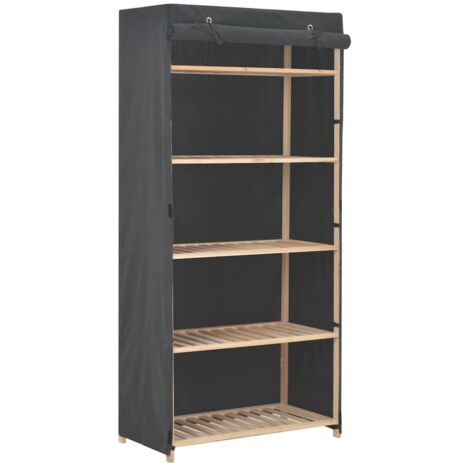 Garde-robe moderne,Armoire de rangement Penderie,Armoire de vêtements Gris 79 x 40 x 170 cm Tissu -BonneVie48569