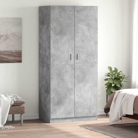 Garde-robe moderne,Armoire de rangement Penderie,Armoire de vêtements Gris béton 90x52x200 cm Aggloméré -BonneVie95711