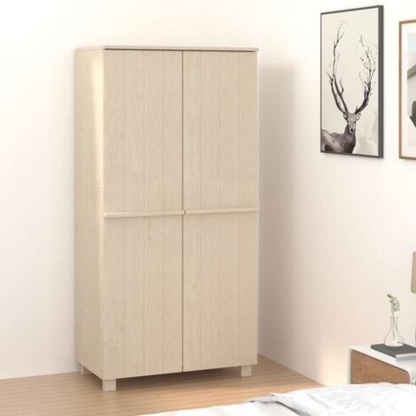 Garde-robe moderne,Armoire de rangement Penderie,Armoire de vêtements HAMAR Marron miel 89x50x180 cm Bois massif de pin -BonneVie77632