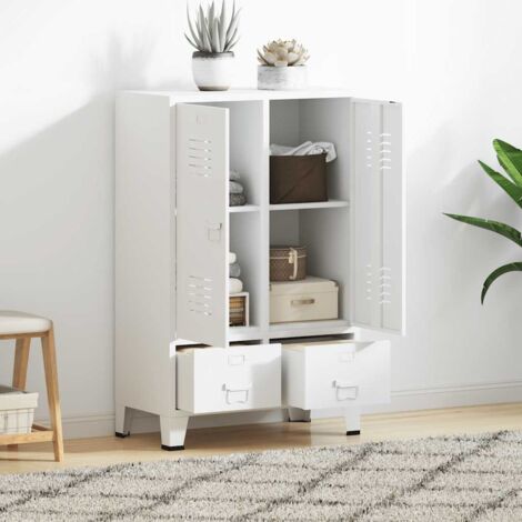 Garde-robe moderne,Armoire de rangement Penderie,Armoire de vêtements industrielle Blanc 67x35x107 cm Acier -BonneVie23670