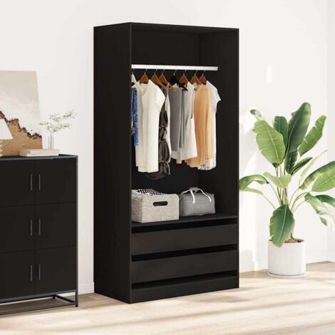 Garde-robe moderne,Armoire de rangement Penderie,Armoire de vêtements Noir 100x50x200 cm Aggloméré -BonneVie99031