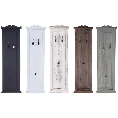 Garde-robe murale en bois de paulownia – 109x28x4cm – 2 tablettes murales et crochets en métal – Pour entrée et couloir – HW