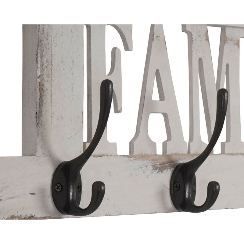 Mendler - Garde-robe murale Family, planche vestiaire, style shabby, vintage, 60x20cm - blanc