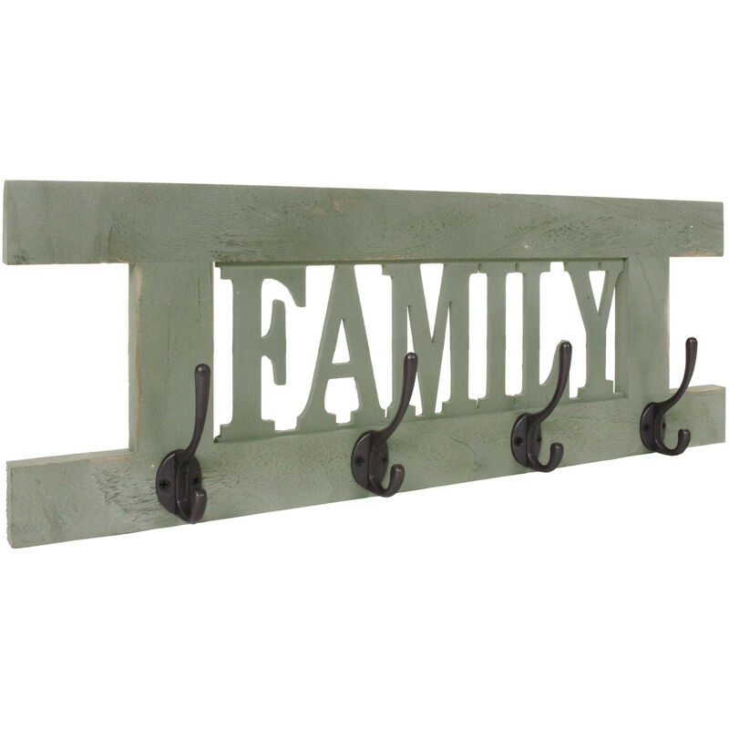 Mendler - Portemanteau HWC-C60, Family, 60x21cm - vert shabby