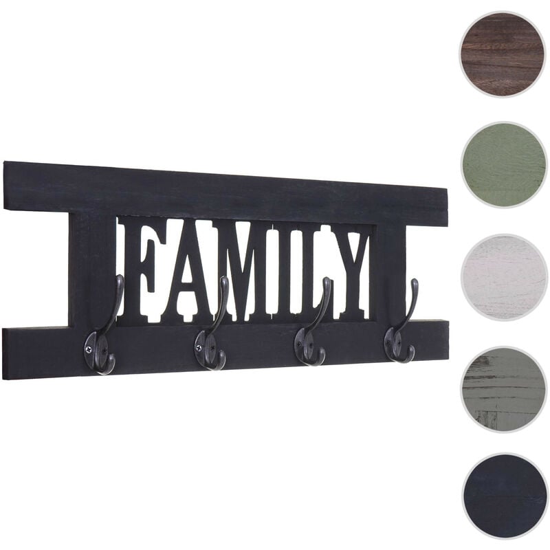 Mendler - Garderobe murale HWC-C60 Family, planche vestiaire, style shabby chic, vintage 60x21cm - gris foncé