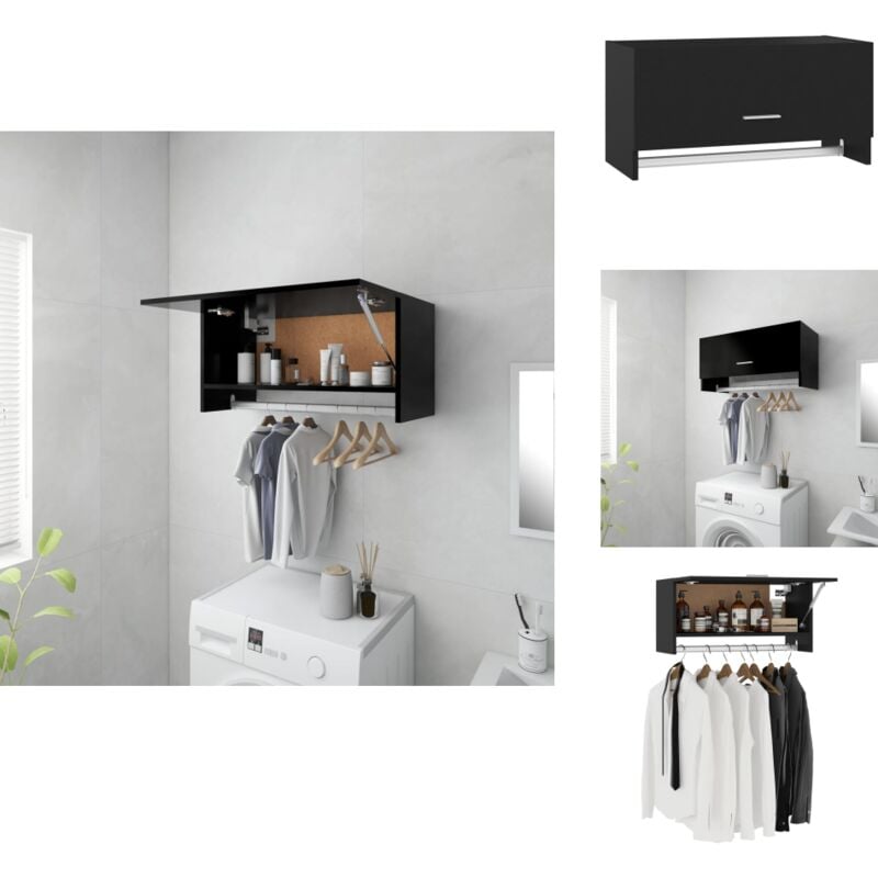 Vidaxl - Garde-robe noir 70x32,5x35 cm bois d'ingénierie - Meuble De Rangement - Armoire Suspendu - Armoire Noire - Dressing Compact - Organisation