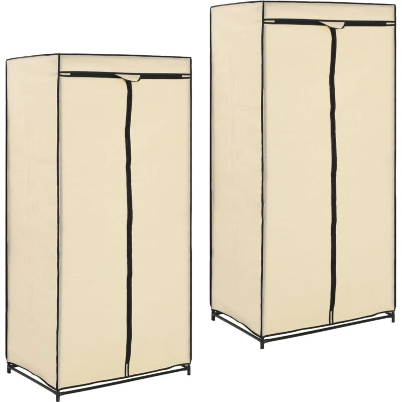 2 pcs Garde-robes Crème 75x50x160 cm