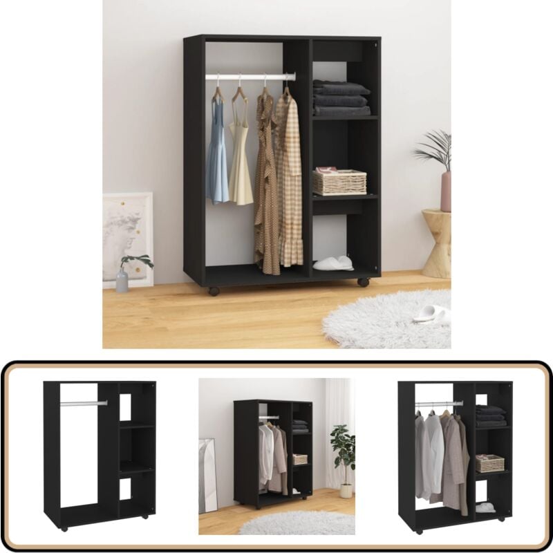 Vidaxl - Garde-robe Noir 80x40x110 cm Bois d'ingénierie - Garderobe - Meuble Rangement - Armoire - Commode - Dressing