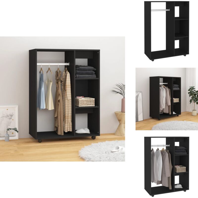 Vidaxl - Garde-robe Noir 80x40x110 cm Bois d'ingénierie - Garderobe - Meuble Rangement - Armoire - Commode - Dressing
