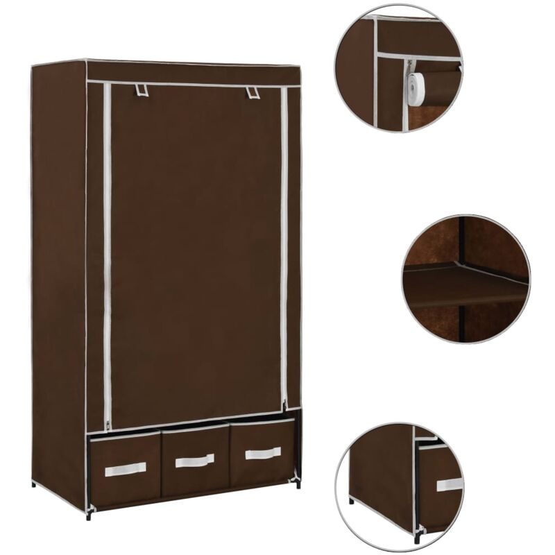 vidaXL Garde-robe Marron 87x49x159 cm Tissu