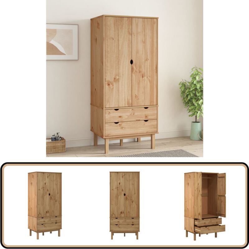 Vidaxl - Garde-robe otta 76,5x53x172 cm Bois massif de pin - Armoire - Meuble De Rangement - Placard - Dressing - Bois Massif