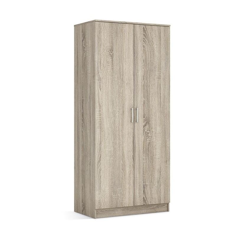 Meublorama - Armoire 2 portes rey coloris chêne sonoma – 80 x 180 x 50 cm