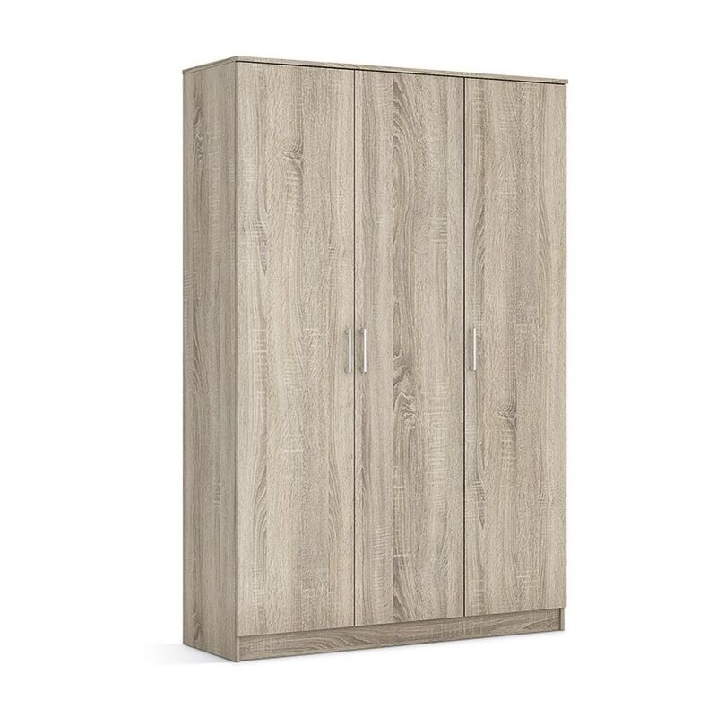 Meublorama - Armoire 3 portes rey coloris chêne sonoma – 120 x 180 x 50 cm
