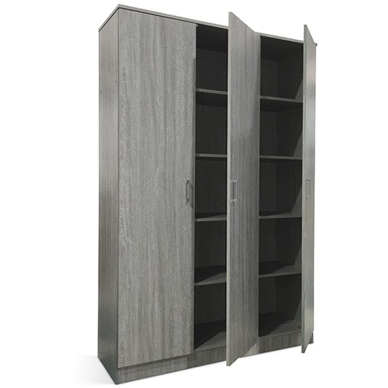 Meublorama - Armoire 3 portes coloris chêne collection rey. Garde Robe idéal pour votre entrée ou votre buanderie