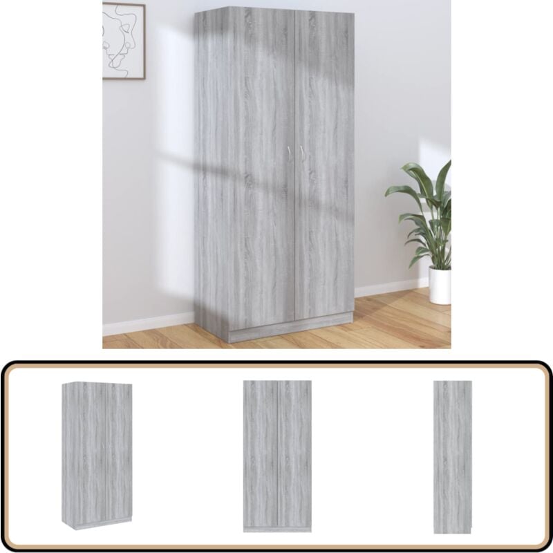 Vidaxl - Garde-robe Sonoma gris 90x52x200 cm Bois d'ingénierie - Meuble De Rangement - Armoire - Placard - Dressing - Meuble Chambre