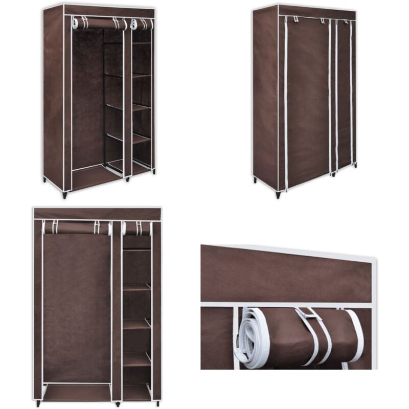 Vidaxl - Garde-robe Tissu Marron - Armoire Pliante - Armoire Tissu - Dressing Portable - Rangements Pour Vêtements - Meuble De Rangement - Home &