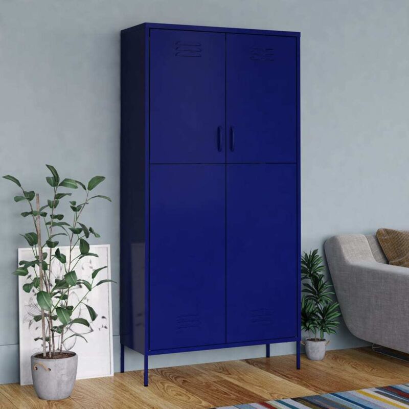 Garde-robe Bleu marine 90x50x180 cm Acier Vidaxl
