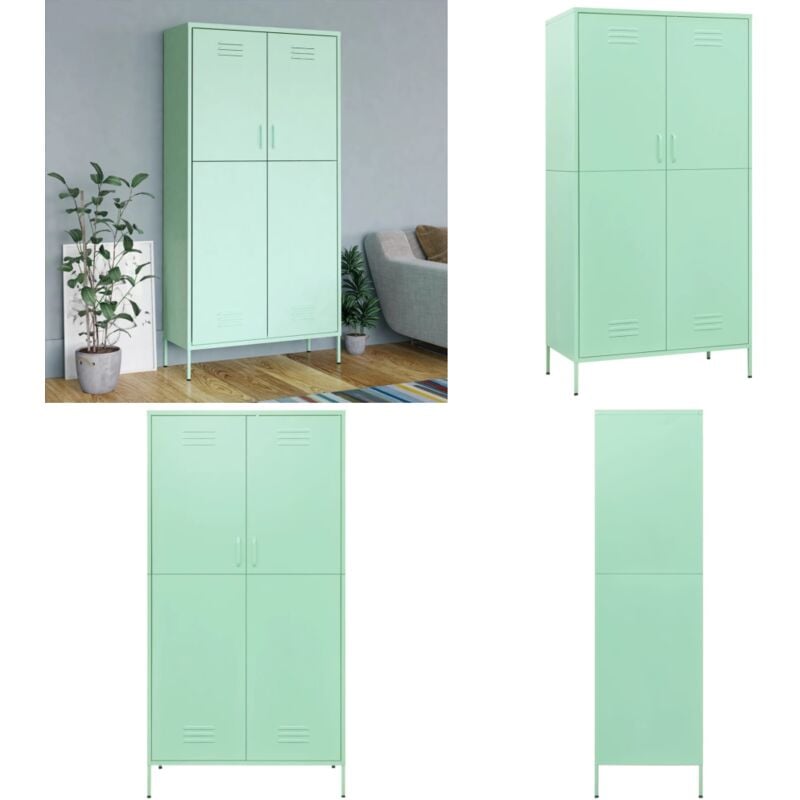 Vidaxl - Garde-robe Vert menthe 90x50x180 cm Acier - Armoire - Meuble Rangement - Placard - Dressing - Meuble Vert - Home & Living