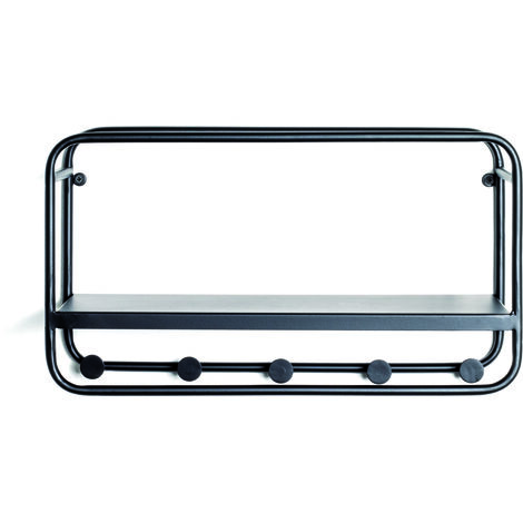Garde-robe / vestiaire murale en tube d'acier laqué noir - Longueur 45 x Hauteur 25 x Profondeur 15 cm -PEGANE-
