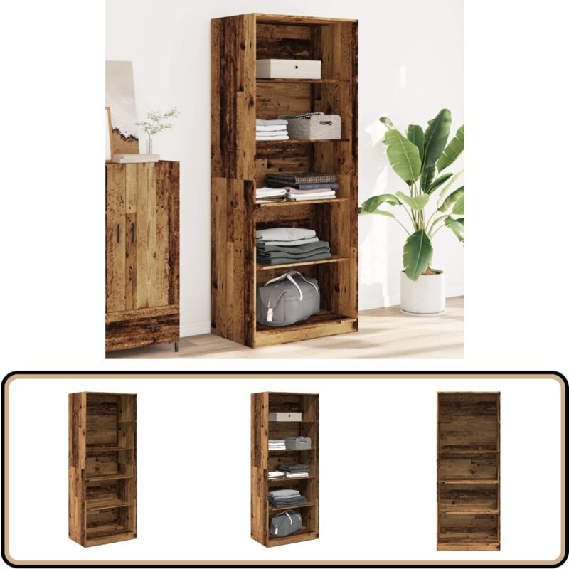 Vidaxl - Garde-robe vieux bois 80x50x200 cm bois d'ingénierie - Armoire - Placard - Dressing - Meuble Rangement - Mobilier Chambre