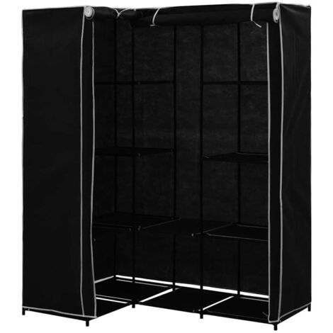 Garde-robe，Armoire d'angle Noir 130x87x169 cm CFW53868