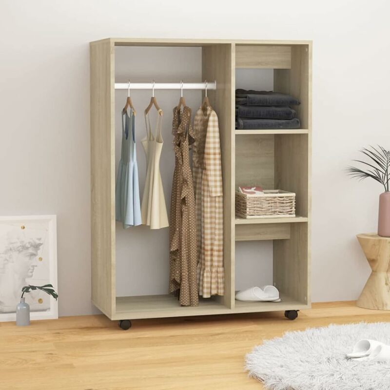 S-giant - Garde-Robe,Penderie,Armoire à vêtements, Armoire Penderie Chambre, Penderie à Roues,Armoire Portable, Armoires pour Chambre d'adulte-Chêne