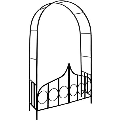 GARDEBRUK® Arco de Rosas y Columnas para Plantas Trepadoras Decoración Jardín Soporte Enrejado Estructura de Metal con Puerta 1x rose arch with gate - style 2 (en)